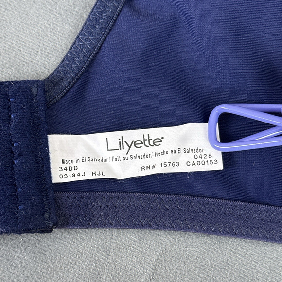 Lilyette by Bali Minimizer Comfort Lace Underwire Bra Size 34DD Blue 0428 - Picture 9 of 10